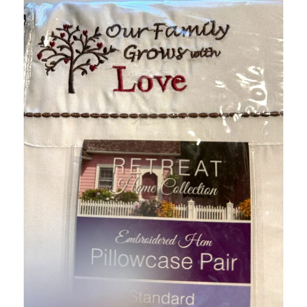 Retreat Home Embroidered Standard Pillowcases Our Family Grows with Love 2 Pack
